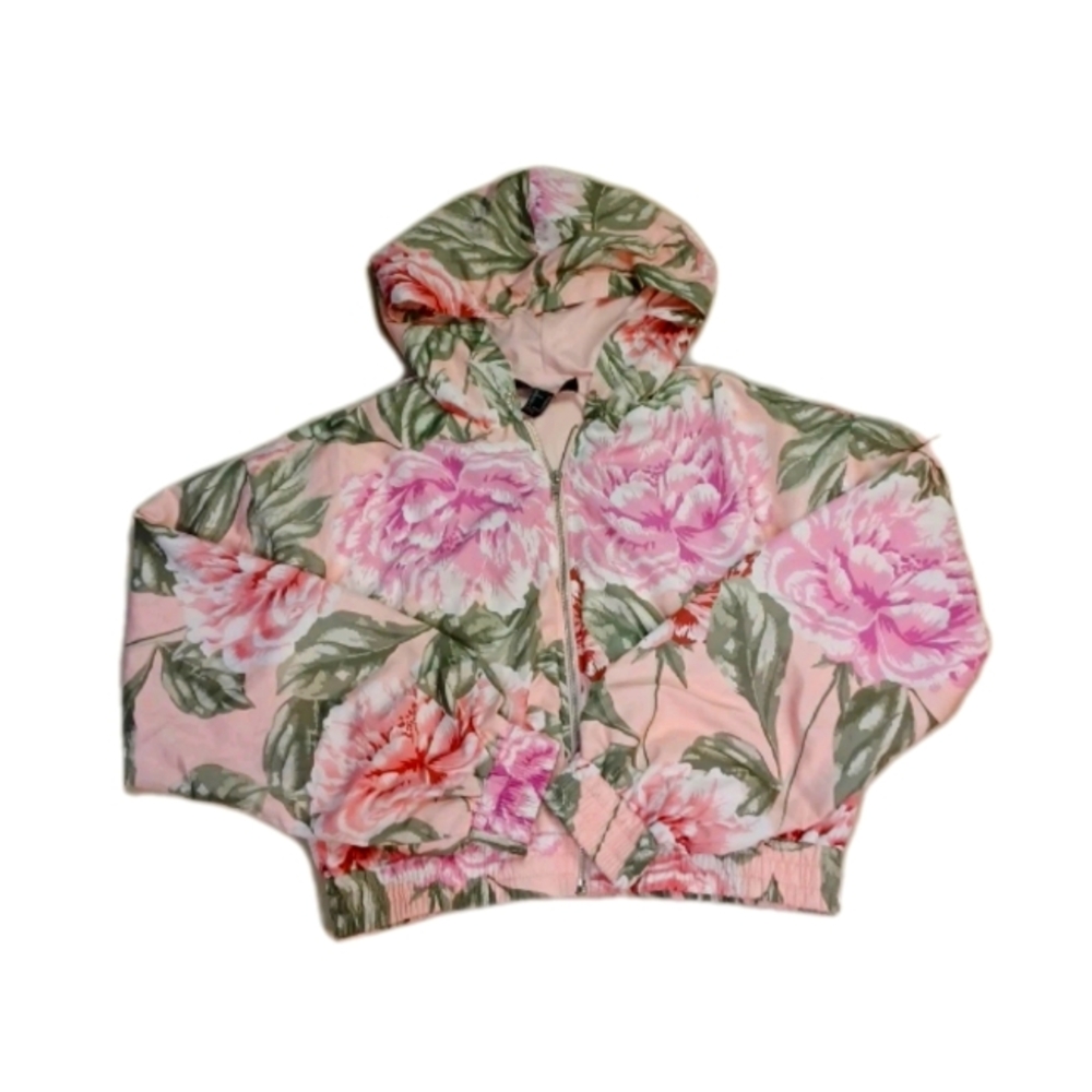 Forever 21 Floral Hooded Jacket Size Medium M
